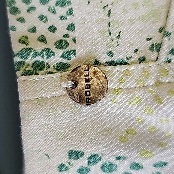 Robell women's stretch summer print ankle pants. Size 8. Green and white. - Picture 7 of 9